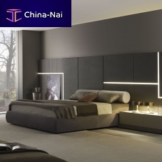 Double bed GHIROLETTOcontemporaryupholsteredwith headboard