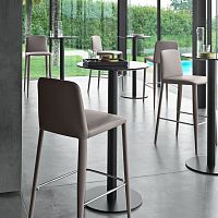Contemporary high bar table Doni 110marblelacquered metal steel baseround