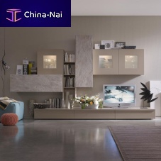 Contemporary TV wall unit COMP_824lacquered woodmodular