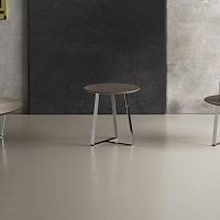 Contemporary side table T50painted metalleatherround