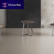 Contemporary side table T50painted metalleatherround