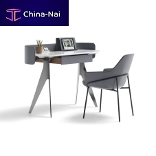 Contemporary secretary desk JIMsolid woodleatherchrome steel
