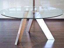 Contemporary coffee table glassstainless steelround