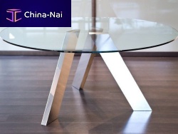 Contemporary coffee table glassstainless steelround