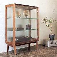 Contemporary display case WING LUX Curioglassoakwalnut