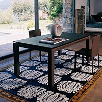 Contemporary table ABACOoakglassleather