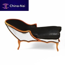 Classic chaise longue Vis--Vis fabricleatherwooden