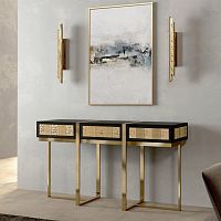 Contemporary sideboard table MONDRIANwoodenbrassgold plated