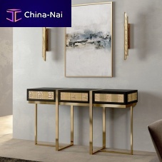 Contemporary sideboard table MONDRIANwoodenbrassgold plated