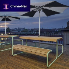 Contemporary table and bench set _changesolid woodgalvanised steelpatio
