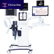 Trolley-mounted anesthesia workstation Pumila 750with respiratory monitoringwith ventilatorwith electronic gas mixer