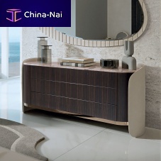 Contemporary chest of drawers SELENAebonyleathermarble