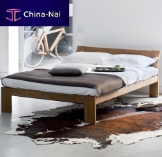 Double bed PLINIOcontemporarywith headboardoak