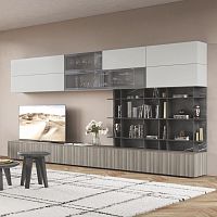 Contemporary living room wall unit DICIOTTO / 05melaminefor TVwith drawer
