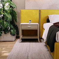Traditional bedside table RELIEFlacquered woodlacquered MDFwooden base