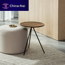 Contemporary side table KEYwalnutashpowder-coated steel base
