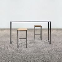 Contemporary high bar table at_07anodized aluminumpolished stainless steel baserectangular