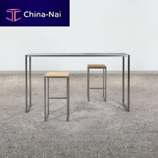 Contemporary high bar table at_07anodized aluminumpolished stainless steel baserectangular