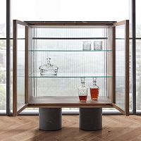 Sideboard with long legs RIOcontemporarywalnutglass