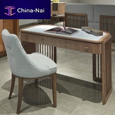 Free-standing desk Artemisiacontemporarywalnutleather