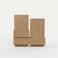 Contemporary wardrobe oakwith swing doorswith drawer