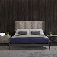 Double bed HUGScontemporaryupholsteredwith headboard