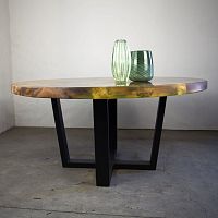Contemporary table 220001woodenresinmetal base