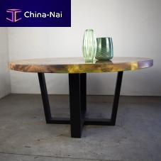 Contemporary table 220001woodenresinmetal base