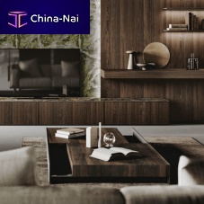 Contemporary coffee table oaksandstonelacquered metal base