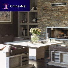 Contemporary table SALON A MANGERoakstonewooden base