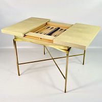 Contemporary backgammon table TB HYDRAhomebrushed brassshagreen
