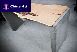 Industrial design desk LIVE EDGE LOCUSTwoodenconcrete
