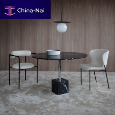 Contemporary dining table KNOCKOUT marblemetal baseround