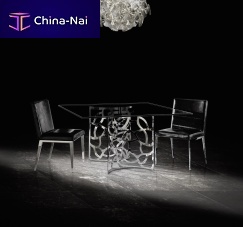 Contemporary dining table DARLINGTONglasschrome steelrectangular