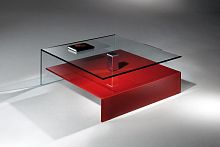 Contemporary coffee table NUOglasspolished stainless steelstainless steel