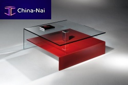 Contemporary coffee table NUOglasspolished stainless steelstainless steel
