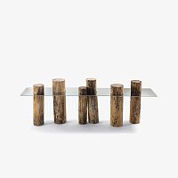 Contemporary console table VENICEglasswooden baserectangular