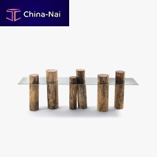 Contemporary console table VENICEglasswooden baserectangular