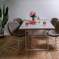 Contemporary dining table CONCRETE 303woodenmetal baserectangular
