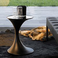 Contemporary side table ANDORRA woodenmetaltempered glass