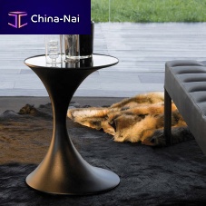 Contemporary side table ANDORRA woodenmetaltempered glass