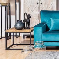 Contemporary side table SHANGRIwoodenpainted metal basesquare