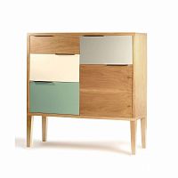 Contemporary bar cabinet MUSE lacquered MDFnatural oak
