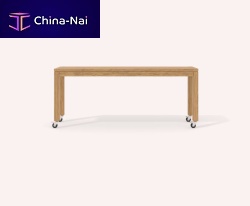 Contemporary sideboard table IRAKLITOSoakrectangularon casters