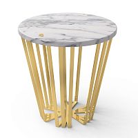 Contemporary side table Kozmusmarblepolished brass baseround