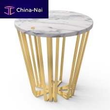 Contemporary side table Kozmusmarblepolished brass baseround