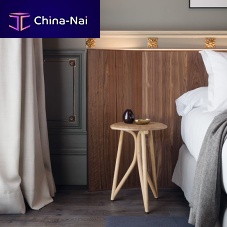 Contemporary side table KIRI solid woodlacquered MDFrattan base