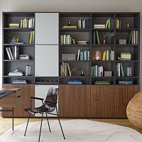 Contemporary living room wall unit ET CETERAlacquered woodoakglass