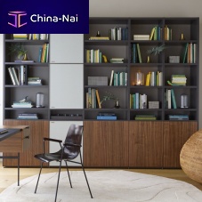 Contemporary living room wall unit ET CETERAlacquered woodoakglass
