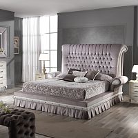 Double bed QUEEN traditionalupholsteredwith tufted headboard